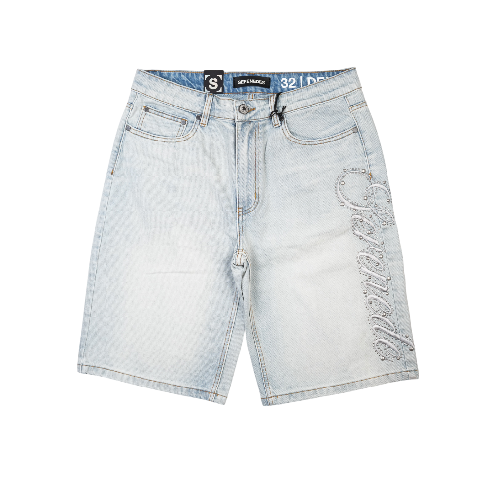 Serenede Side Script Light Denim Shorts Blue | Orlando – Men's Closet