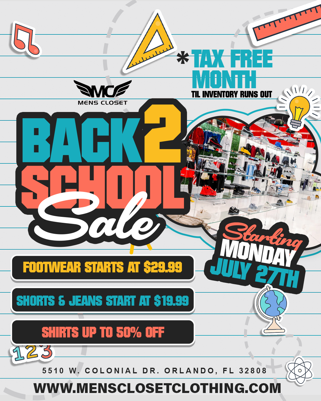 Back-to-School Clothing Shopping in Orlando | Men’s Closet Sale
