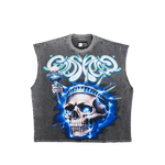 Godspeed - Liberty Tears Sleeveless T-shirt - Grey Wash - Black