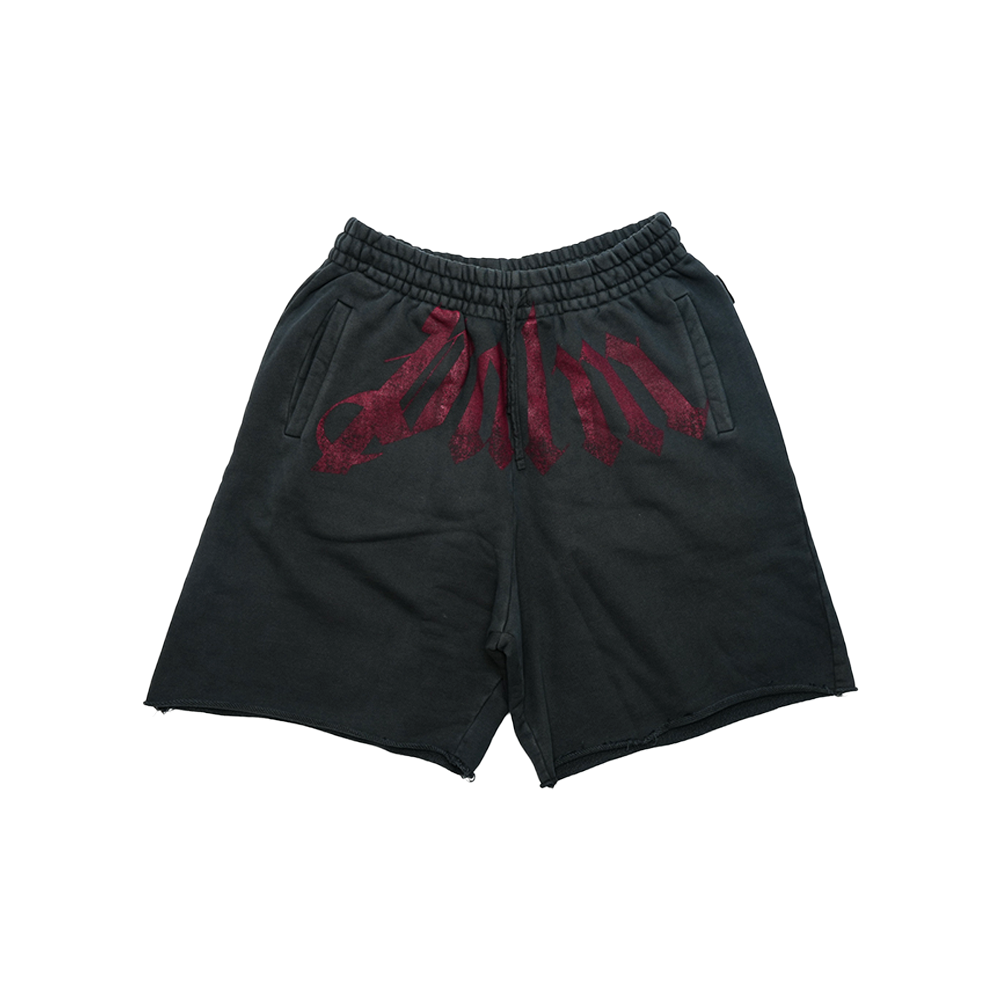Palm Angels - Big Waist Logo Loose Sweatshorts - Black/burgundy - Black