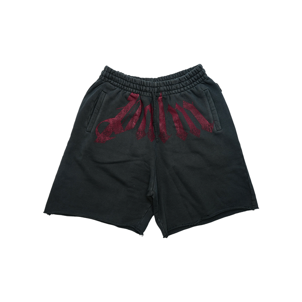 Palm Angels - Big Waist Logo Loose Sweatshorts - Black/burgundy - Black