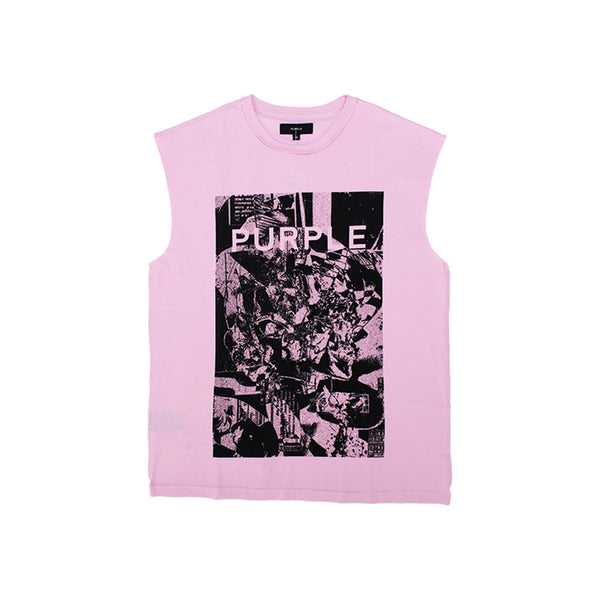 Textured Jersey Sleeveless Tee - Pink