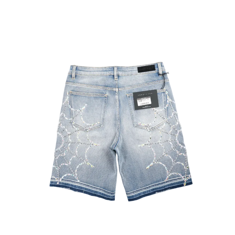 Embellish - Crystal Web Jorts Shorts - Blue