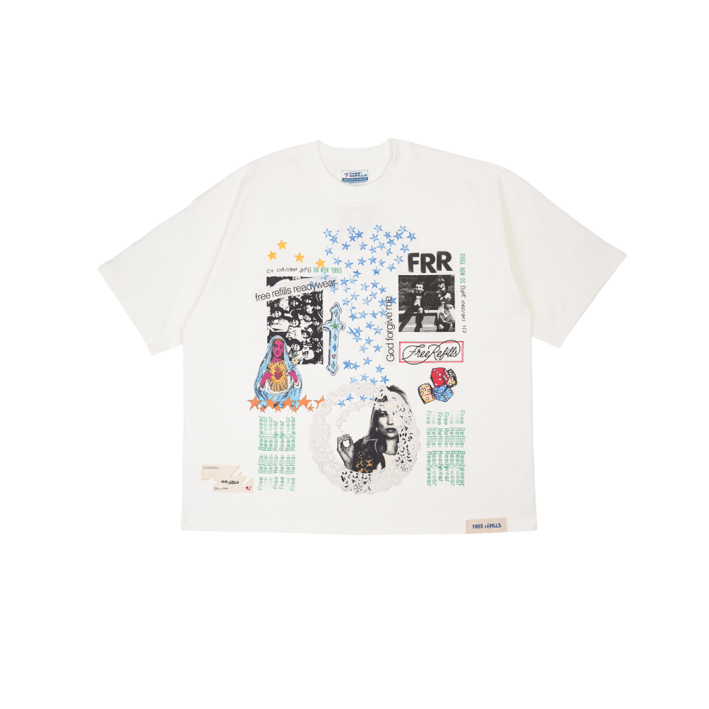Free Refills - Collage Tee - White