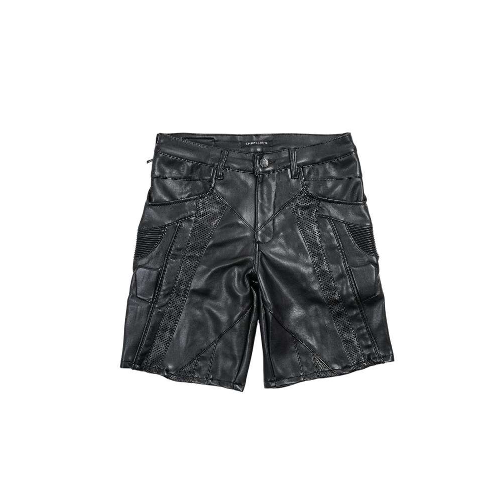 Embellish - Leather Biker Shorts - Black