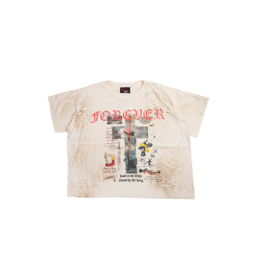 Forever Hungry - Designer Cross Tee - Cream