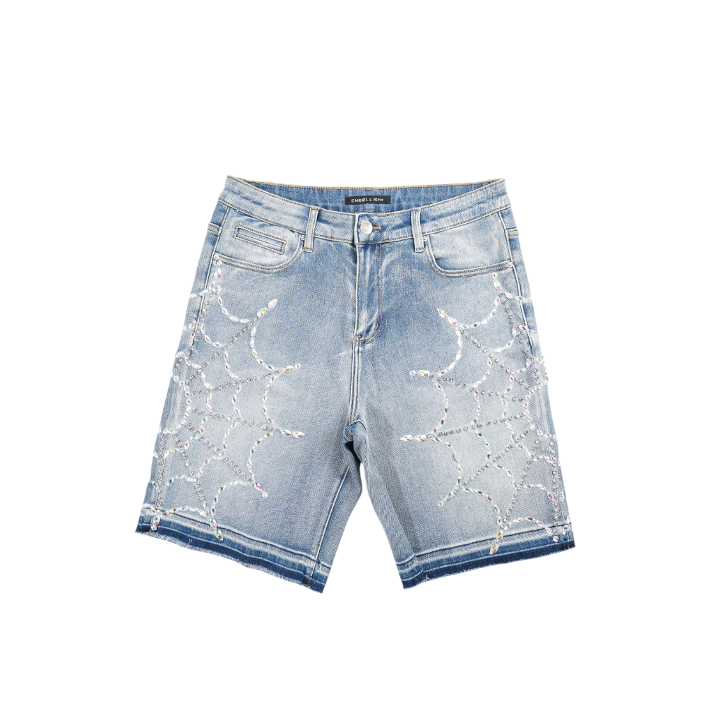 Embellish - Crystal Web Jorts Shorts - Blue
