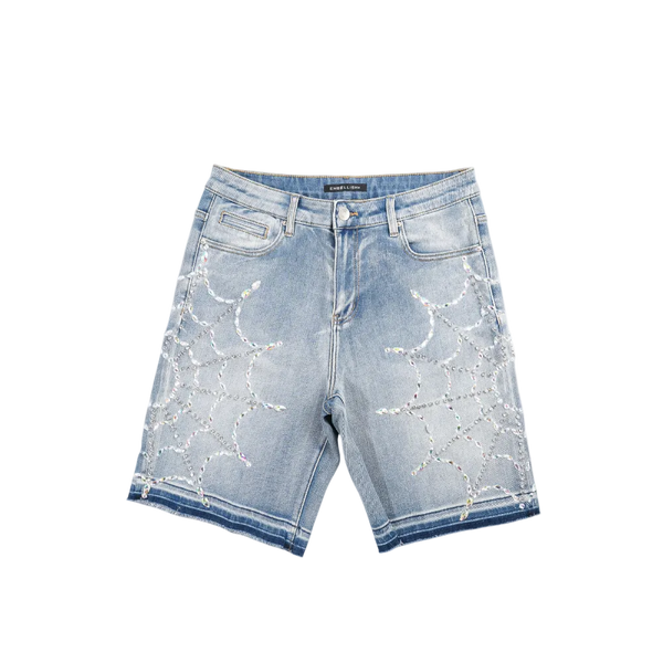 Embellish - Crystal Web Jorts Shorts - Blue