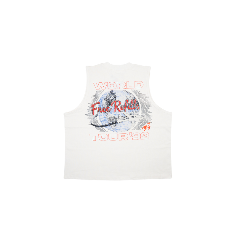 Free Refills - World Cut Off Tee - White