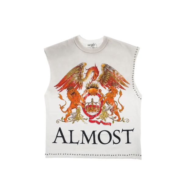 Almost Someday - Crowned Cut Off Tee Cream - Black