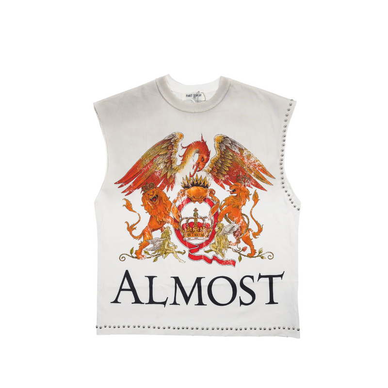 Almost Someday - Crowned Cut Off Tee Cream - Black
