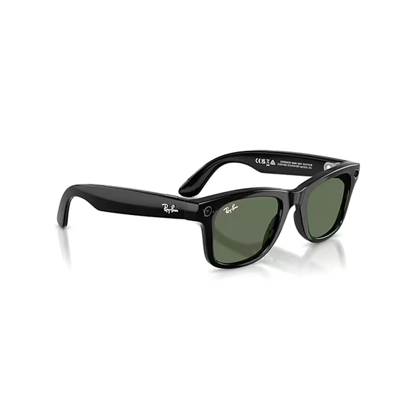 Ray-ban - Wayfarer - Shiny Black W/g15 Green Glasses - Black — alternate view