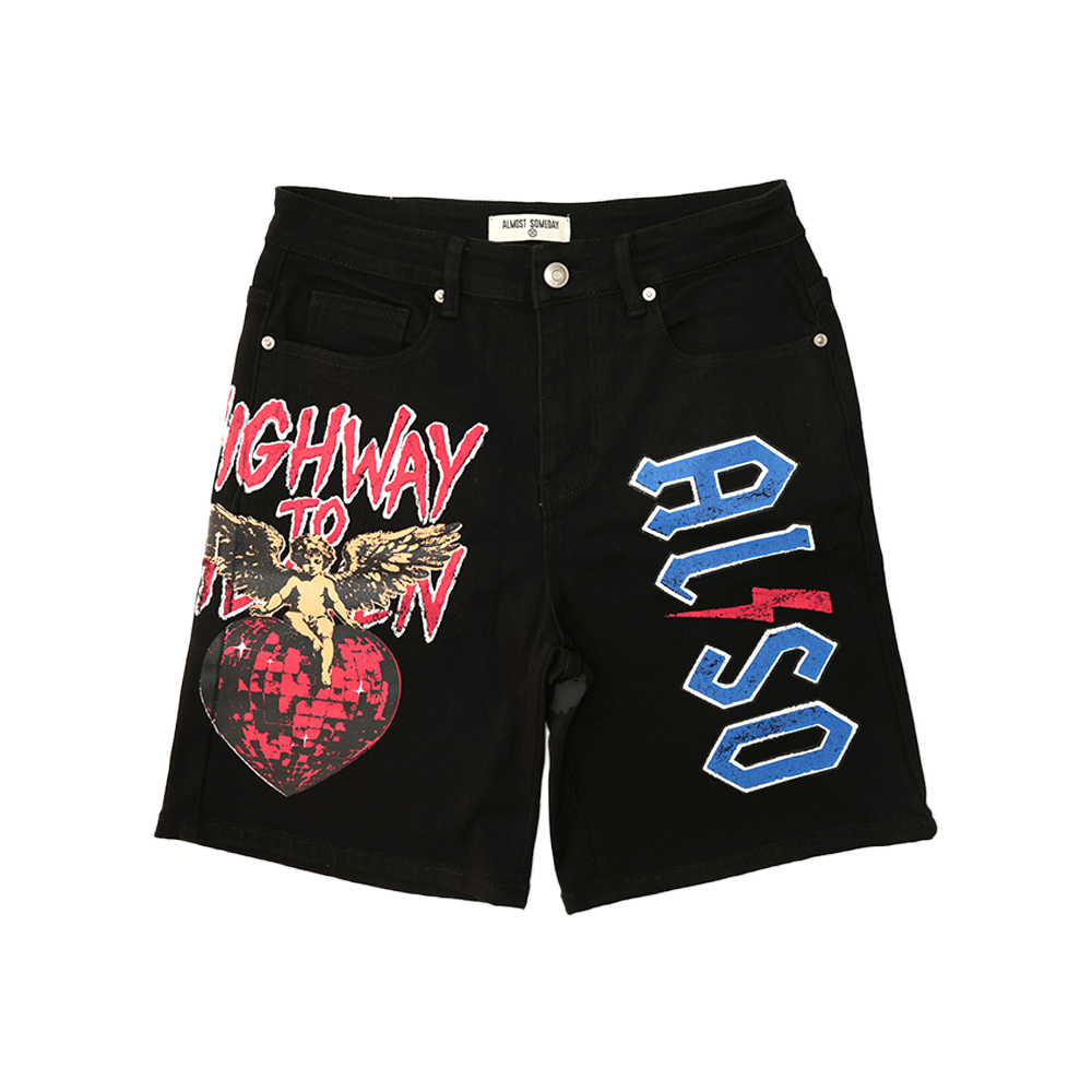 Almost Someday - Highway to Heaven Denim Shorts - Black