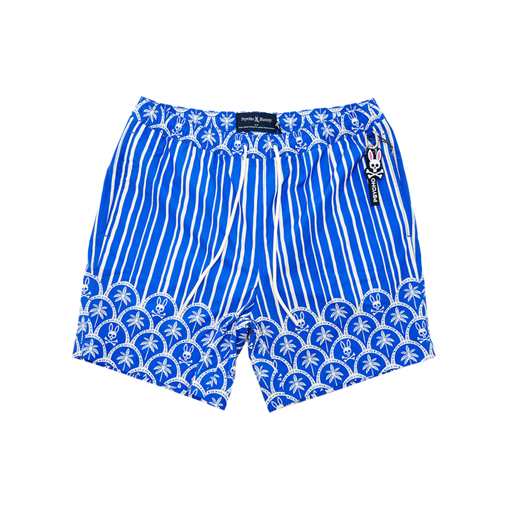 Psycho Bunny - Brad All Over Print Swim Trunk Shorts - Blue