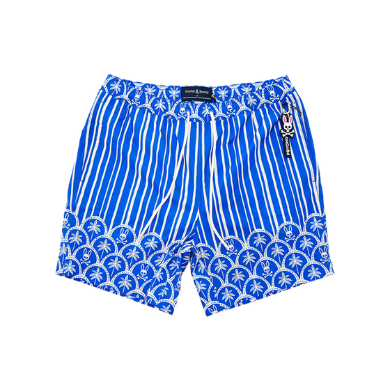 Psycho Bunny - Brad All Over Print Swim Trunk Shorts - Blue