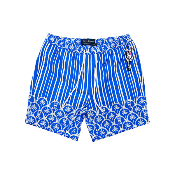 Psycho Bunny - Brad All Over Print Swim Trunk Shorts - Blue