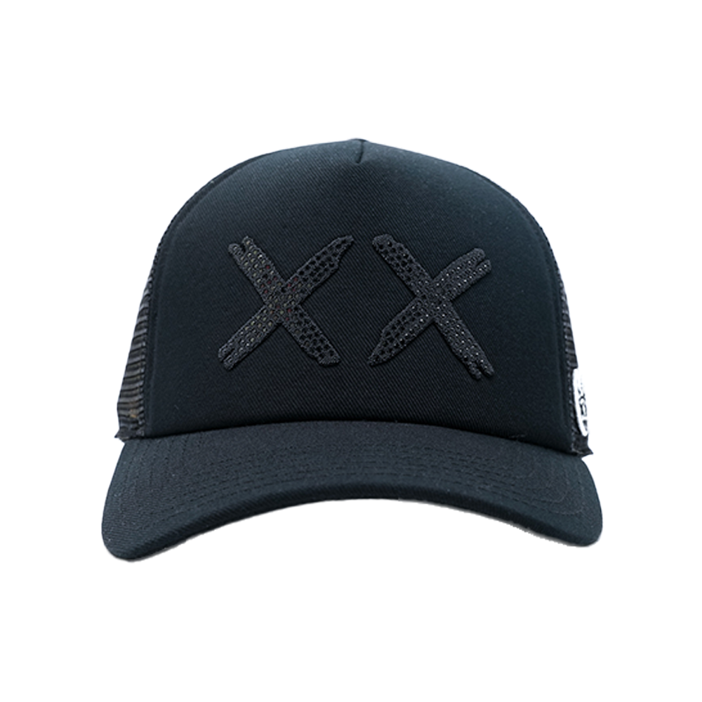 Cult of Individuality - Black Crystals Mesh Trucker Hat "Xx" Logo - Black