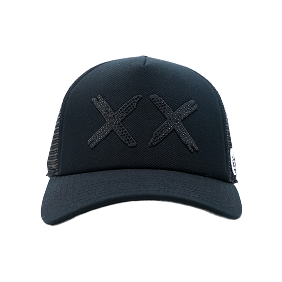 Cult of Individuality - Black Crystals Mesh Trucker Hat "Xx" Logo - Black