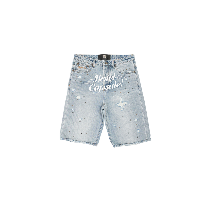 When Smoke Clears - Capsule Patch Denim Shorts - Denim