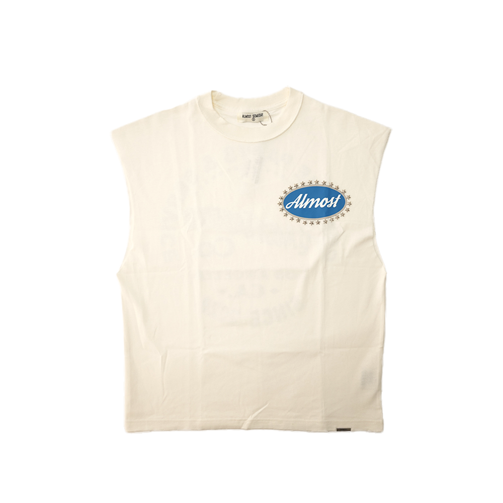 Almost Someday - Mechanic Cut Off Tee - Cream
