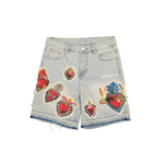 Free Refills - Adorn Patchwork Denim Shorts - Blue