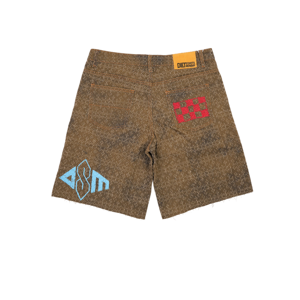 Diet Starts Monday - Doodle Denim Shorts - Brown — alternate view