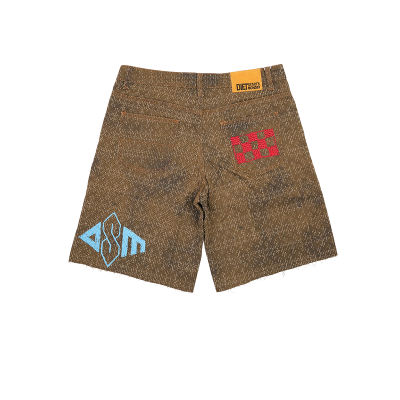 Diet Starts Monday - Doodle Denim Shorts - Brown