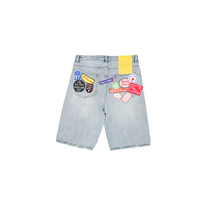 When Smoke Clears - Capsule Patch Denim Shorts - Denim