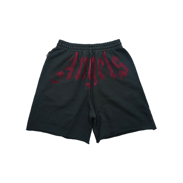 Palm Angels - Big Waist Logo Loose Sweatshorts - Black/burgundy - Black — alternate view
