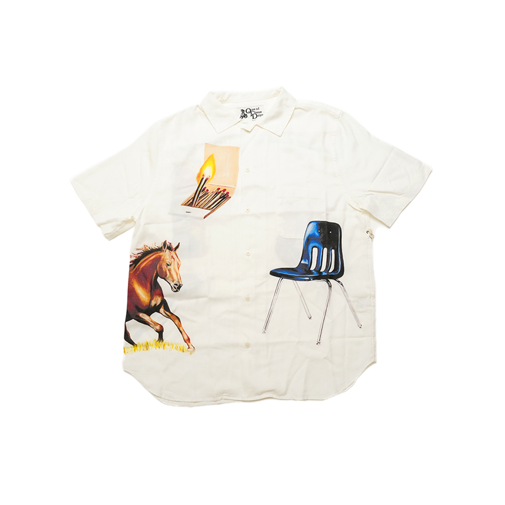 One Of These Days - I Never Believed In Much Camp Shirt Short Sleeve Buttondown - Ivory