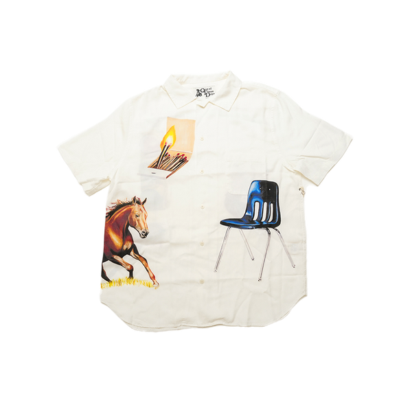 One Of These Days - I Never Believed In Much Camp Shirt Short Sleeve Buttondown - Ivory