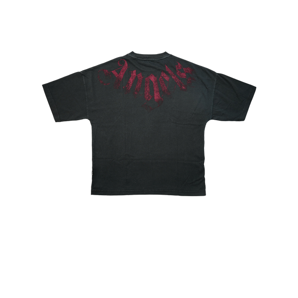 Palm Angels - Big Neck Logo Loose Tee - Black/burgundy - Black — alternate view