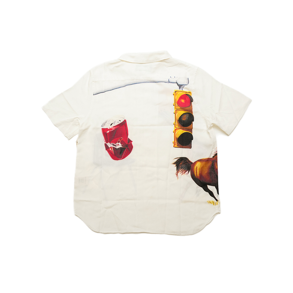 One Of These Days - I Never Believed In Much Camp Shirt Short Sleeve Buttondown - Ivory — alternate view
