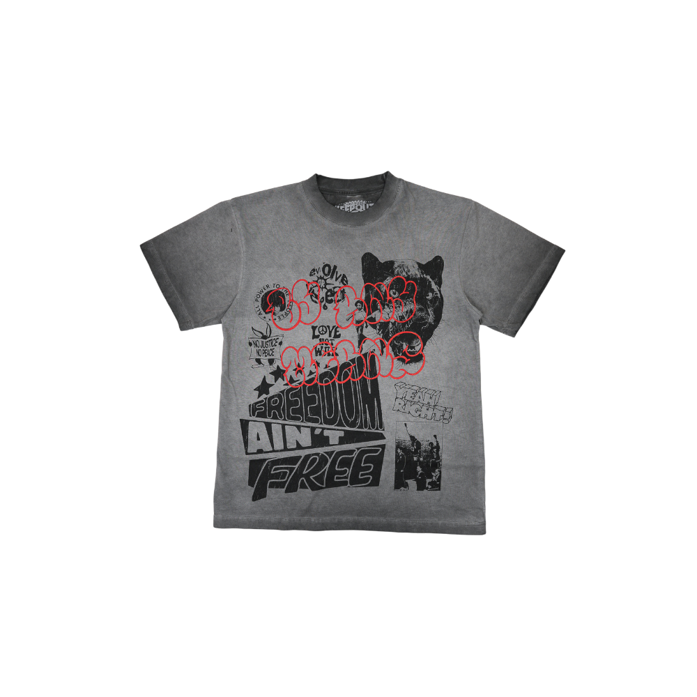 Keep Out Fake Love - Kofl - Free Lunch Tee - Charcoal Oil Wash - Charcoal