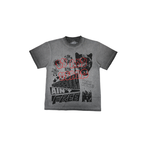 Keep Out Fake Love - Kofl - Free Lunch Tee - Charcoal Oil Wash - Charcoal