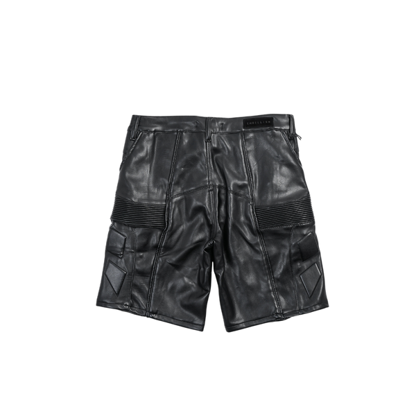 Embellish - Leather Biker Shorts - Black — alternate view