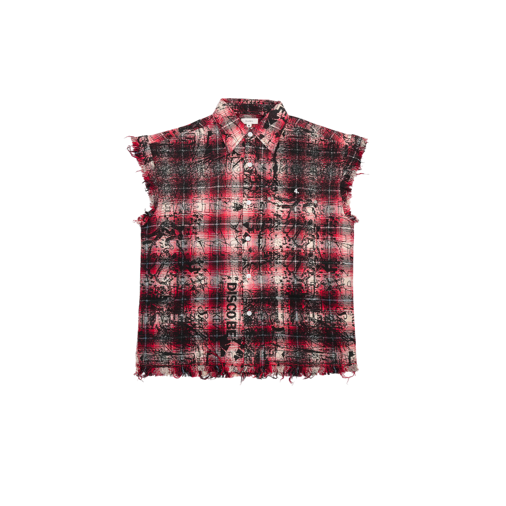 Bldg4. - Arc Sleeveless Woven Shirt - Red