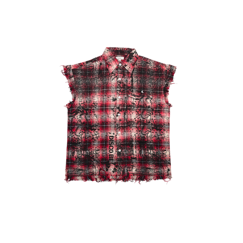 Bldg4. - Arc Sleeveless Woven Shirt - Red