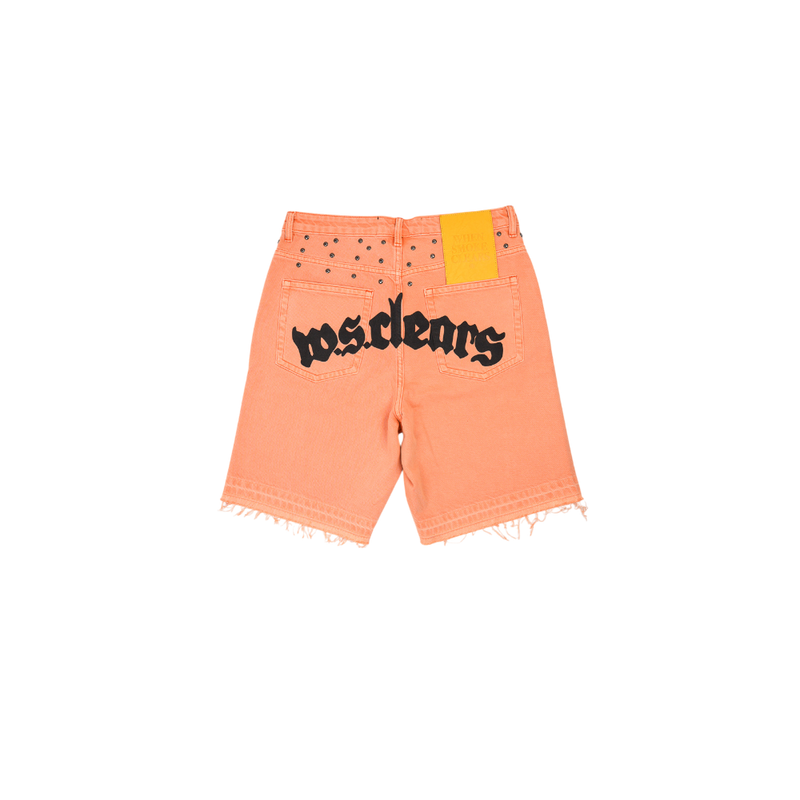 When Smoke Clears - Half Star Denim Short Orange - Orange