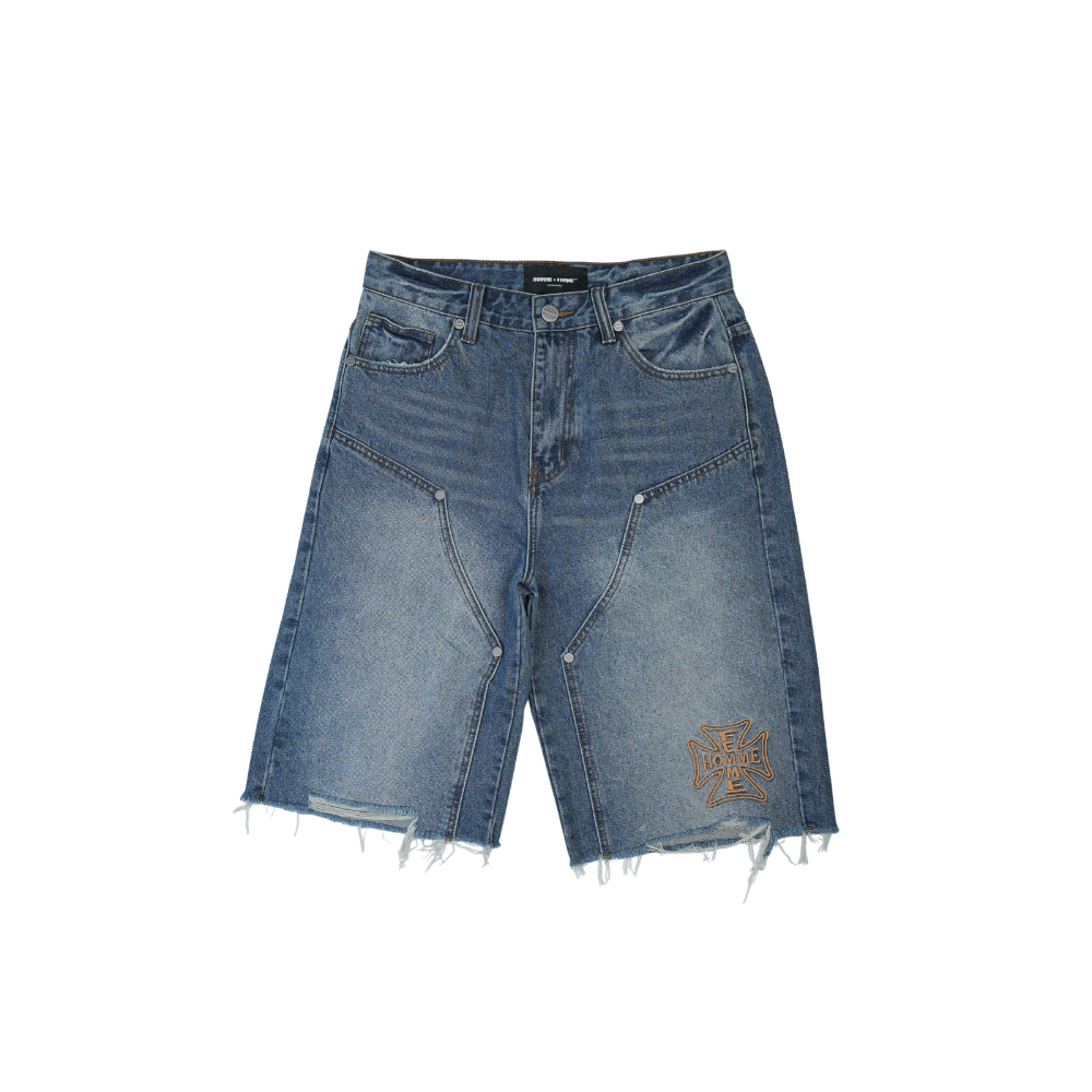 Homme + Femme - Maison Crest Denim Shorts - Blue