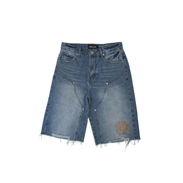 Homme + Femme - Maison Crest Denim Shorts - Blue