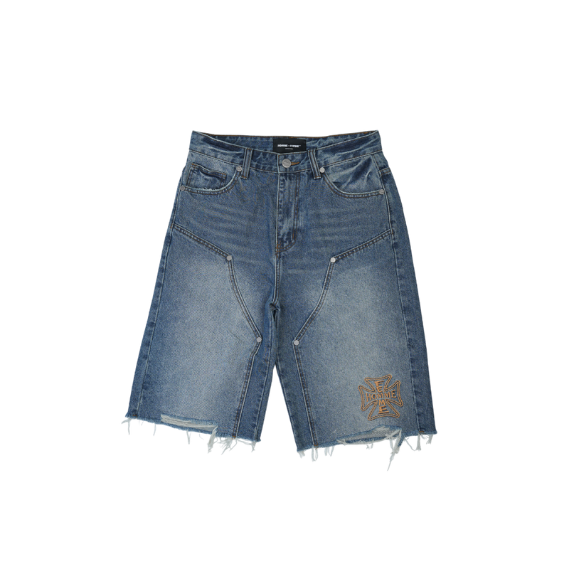 Homme + Femme - Maison Crest Denim Shorts - Blue
