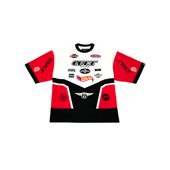 Cult of Individuality - Oversize Short Sleeve Crew Neck Tee "Racer" - White