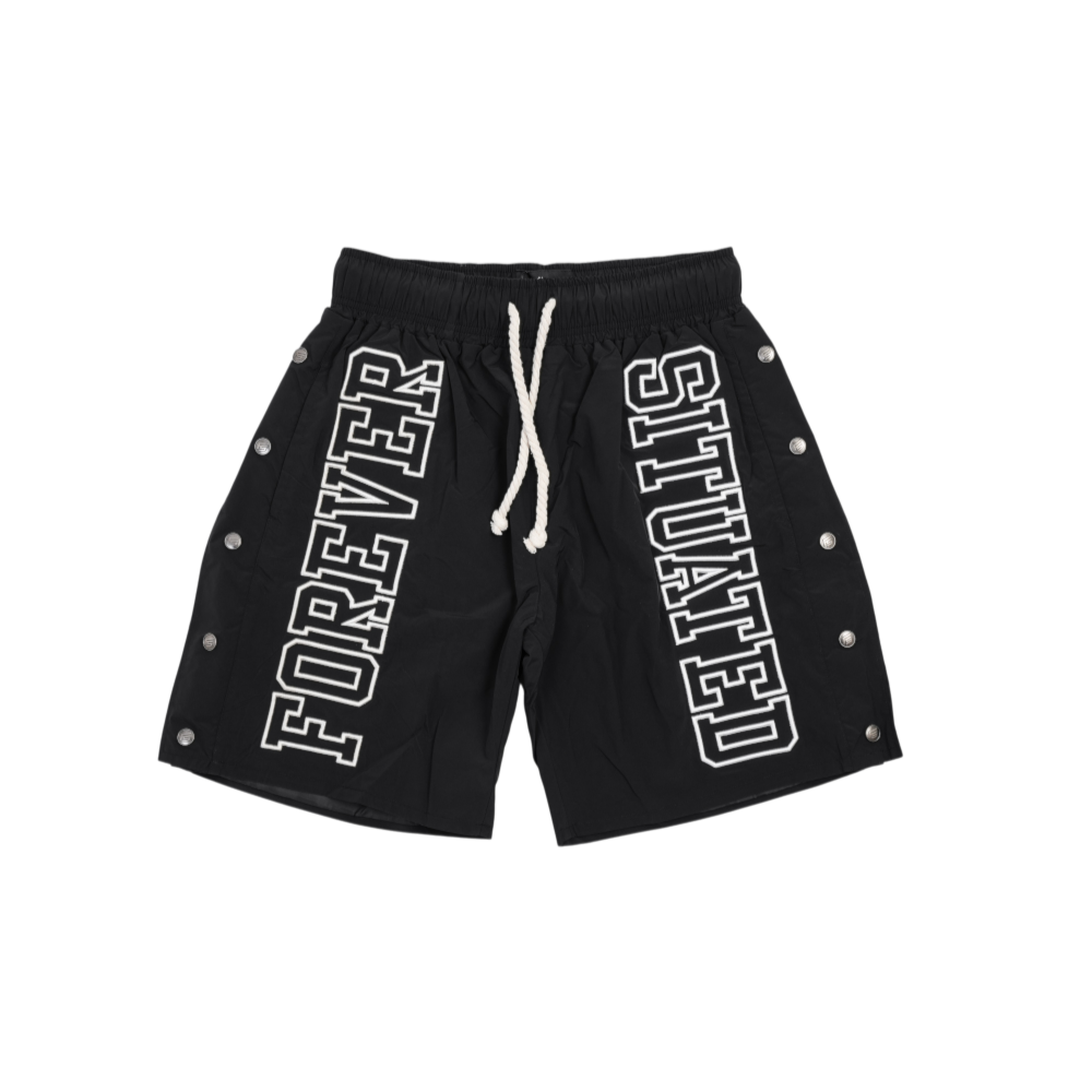 Forever Situated - Nylon Track Shorts - Black