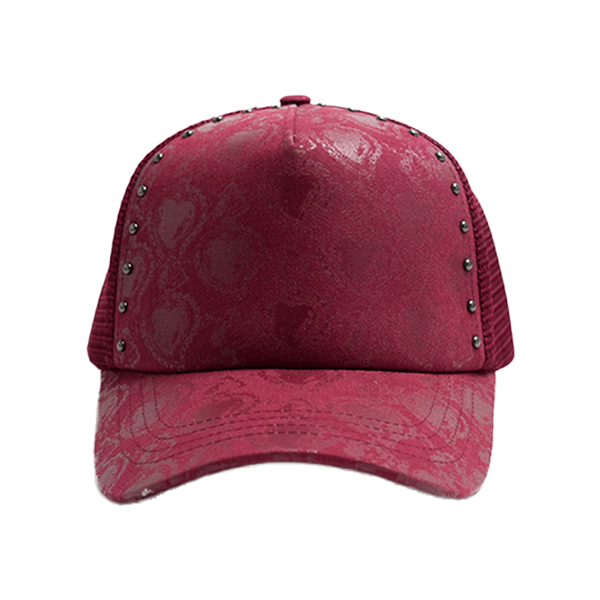 When the Smoke Clear - Studded Heart Trucker Snapback Hat - Burgundy