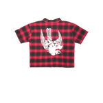 Free Refills - Studded Shadow Plaid Zip Shirt - Red