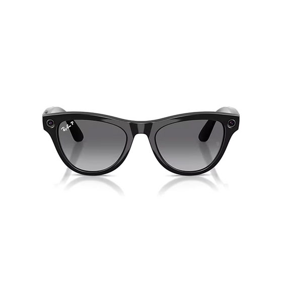 Ray-ban - Skyler - Shiny Black W/polar Grad Graph Glasses - Black