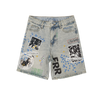 Free Refills - Collage Jorts Shorts - Blue