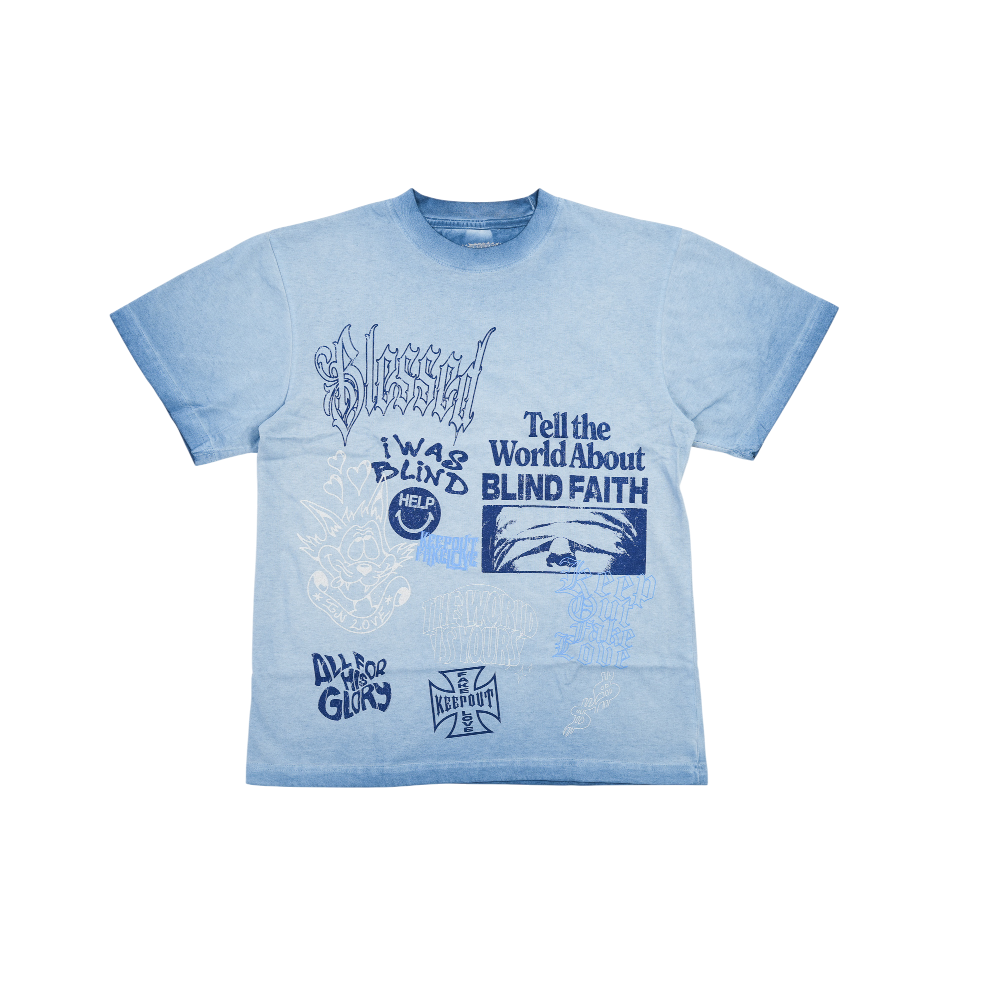 Keep Out Fake Love - Grace T-shirt - Blue Haze Oil Wash - Blue