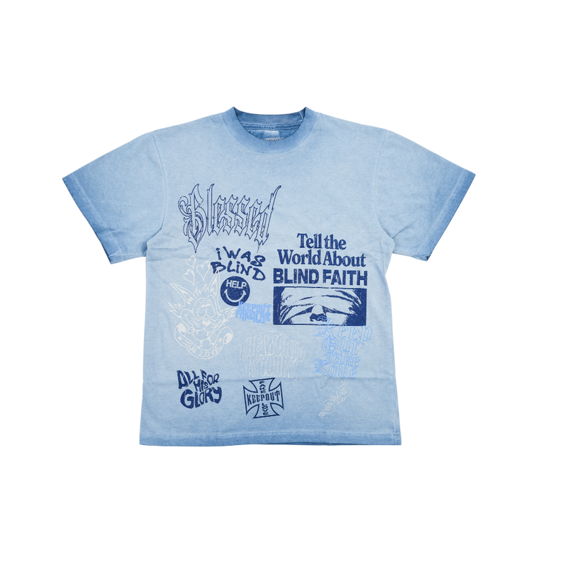 Keep Out Fake Love - Grace T-shirt - Blue Haze Oil Wash - Blue